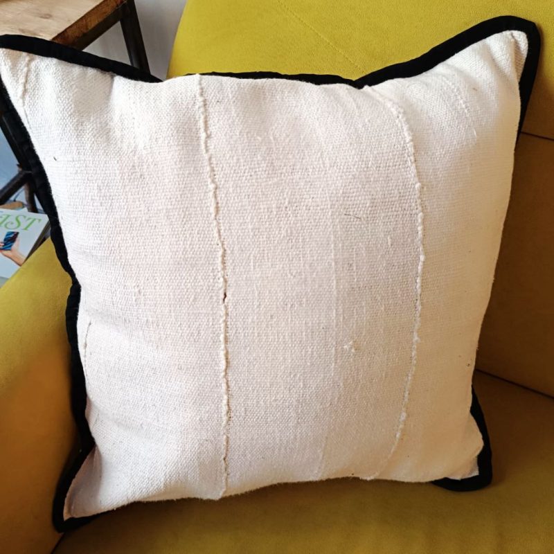 Housse de coussin bogolan blanc