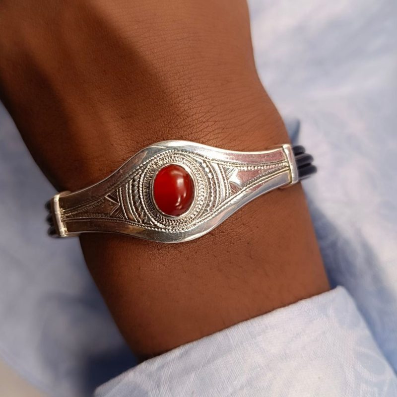 bracelet pierre agate rouge