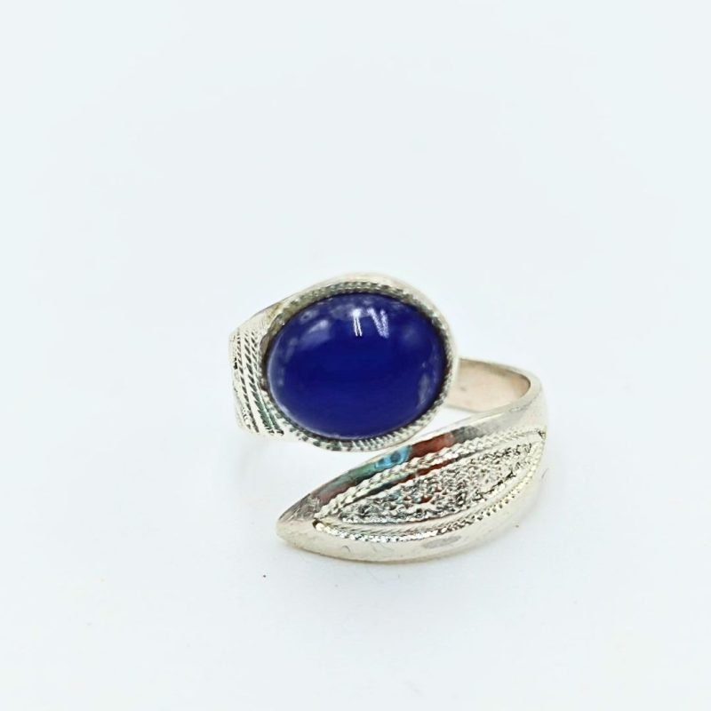 bague touareg spirale pierre d'agate bleue