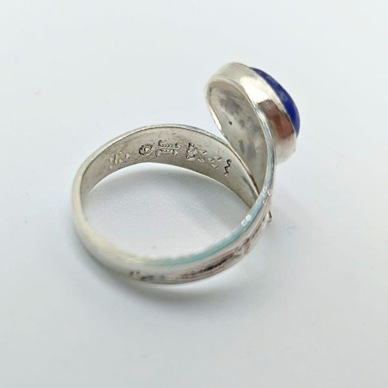 bague touareg spirale pierre d'agate bleue