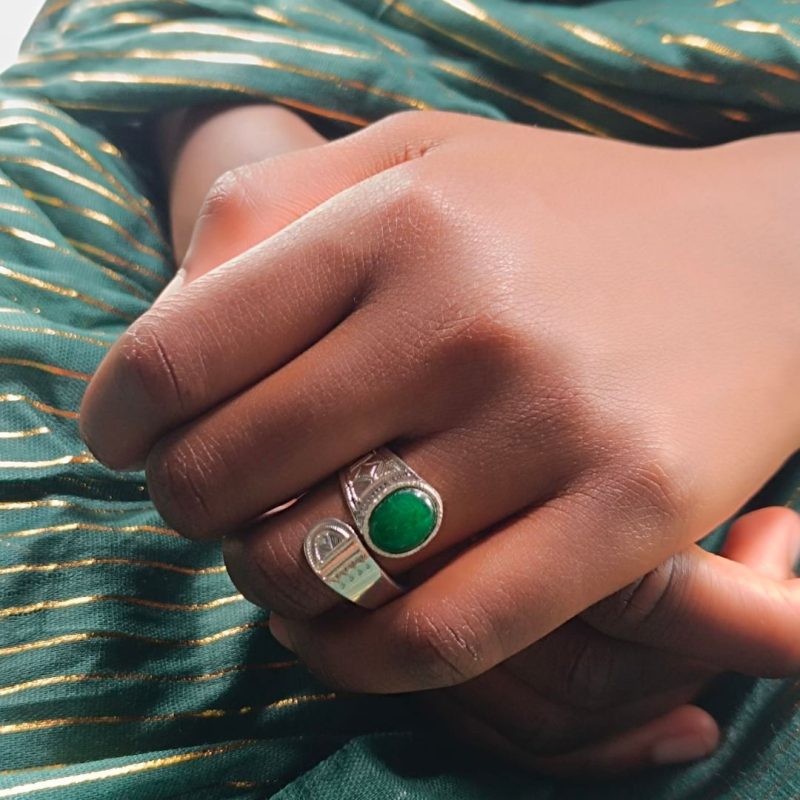 Bague touareg pierre de jade